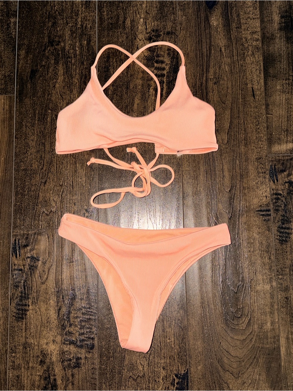 Light Orange Ribbed Bikini Set